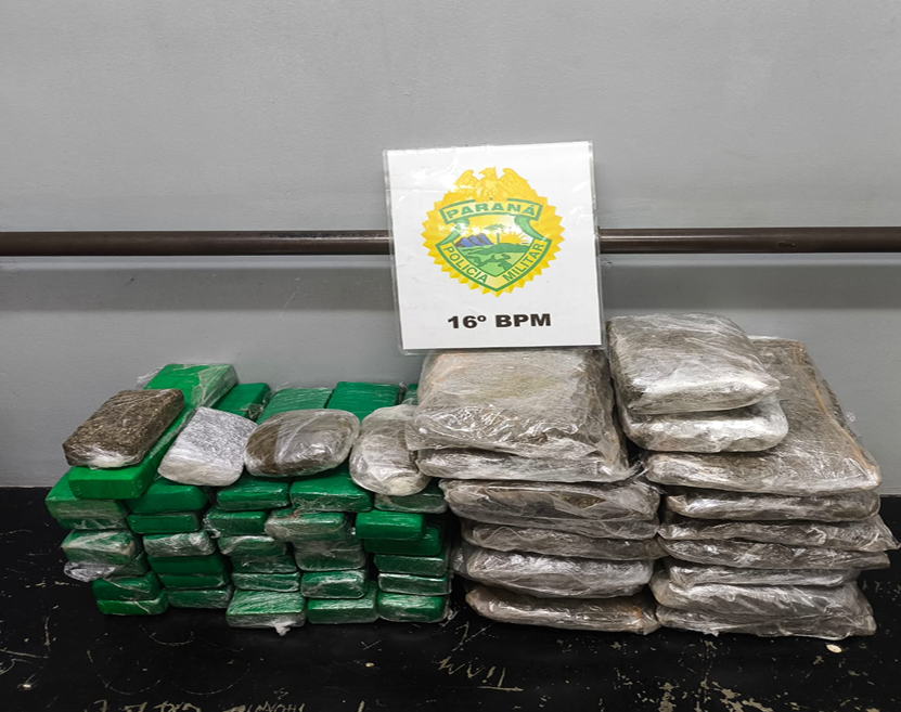Polícia intercepta carro de aplicativo com mais de 33 kg de drogas em Guarapuava