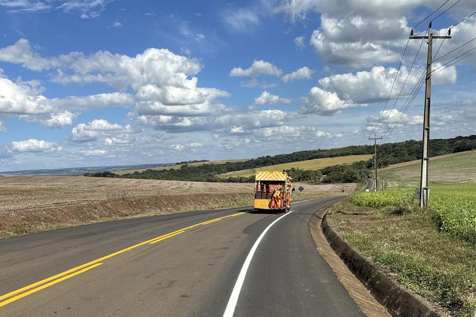 PR-662: rodovia de Foz do Jordão recebe nova sinalização horizontal definitiva