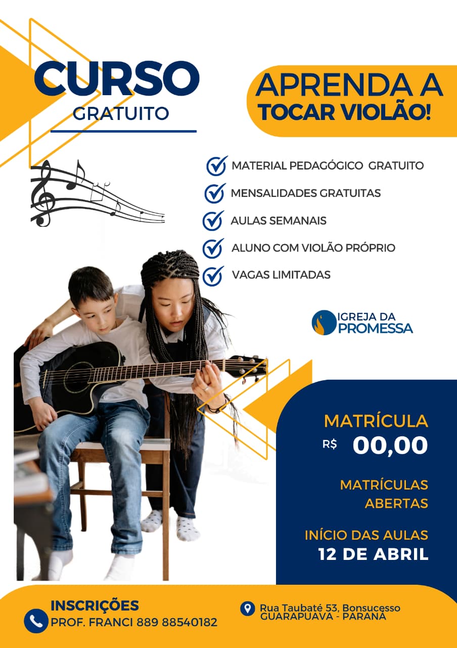  Projeto social oferece curso gratuito de violão no Bonsucesso, em Guarapuava